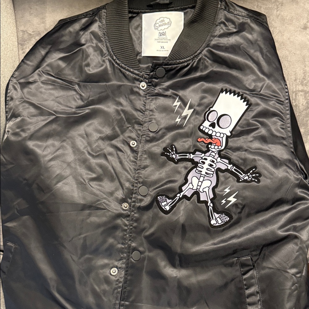 Simpsons Black Jacket with Bart Simpson Skeleton and Lightning Design